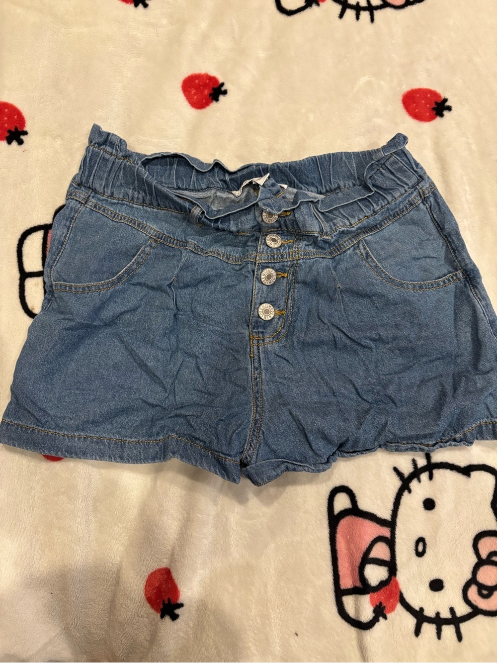 Love Tree Light Blue Paperbag Waist Denim Shorts